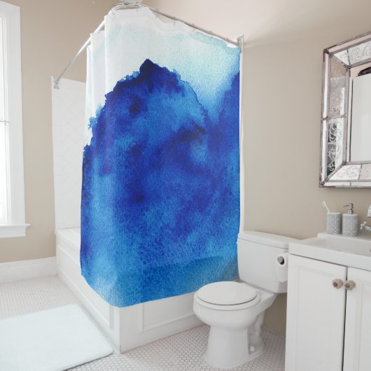 Orient Accent Waterverf Blue Douchegordijn (In situ)