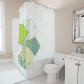 Orient Accent Whimsical Hand-draw Fish Pattern Douchegordijn (In situ)