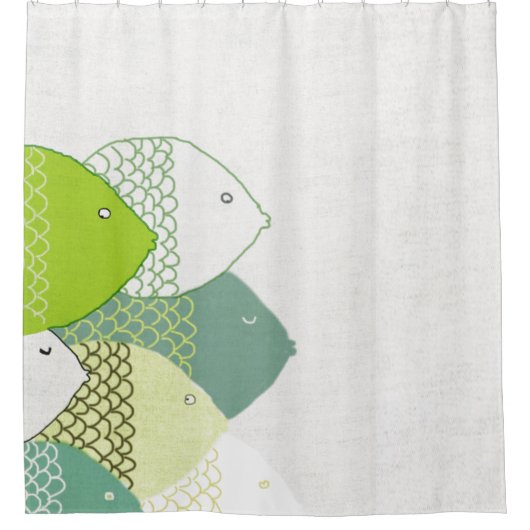 Orient Accent Whimsical Hand-draw Fish Pattern Douchegordijn (Voorkant)