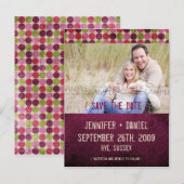 "Orient" Bourgogne Retro Save the Date Aankondigin Aankondigingskaart (Voorkant / Achterkant)