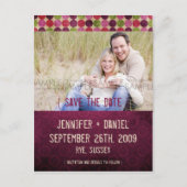 "Orient" Bourgogne Retro Save the Date Aankondigin Aankondigingskaart (Voorkant)