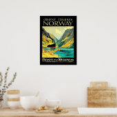 Oriënt cruises naar Noorwegen, vintage reisposter Poster (Keuken)