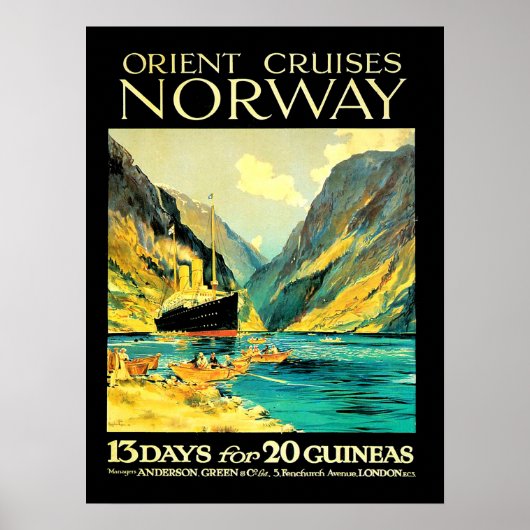 Oriënt cruises naar Noorwegen, vintage reisposter Poster (Voorkant)