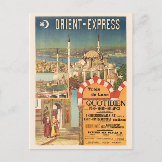 Orient Express France Vintage Poster 1910s Briefkaart (Voorkant)
