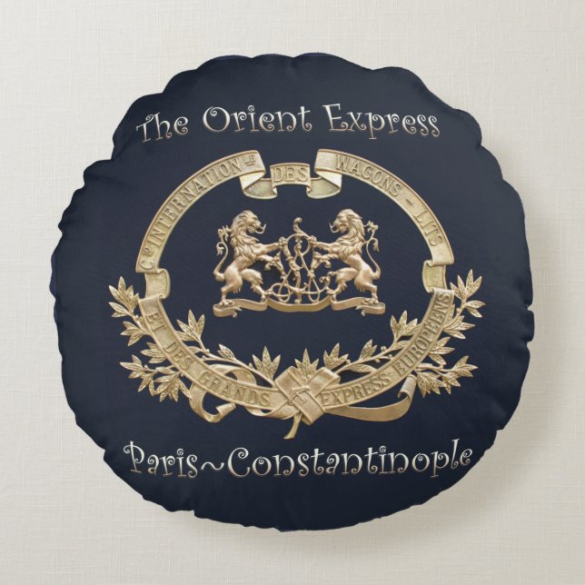 Orient Express Train Logo~Paris/Constantinopel ~ Rond Kussen (Voorkant)
