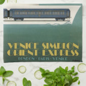 Orient Express Trein Veerboot Art Deco Theedoek (Gevouwen)