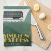 Orient Express Trein Veerboot Art Deco Theedoek (Quarter Fold)