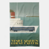 Orient Express Trein Veerboot Art Deco Theedoek (Verticaal)
