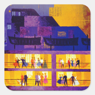 Orient Line ~ Party on Deck Vierkante Sticker