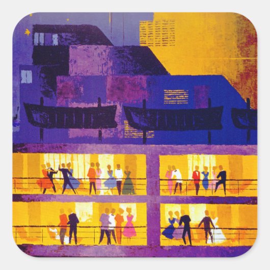 Orient Line ~ Party on Deck Vierkante Sticker (Voorkant)