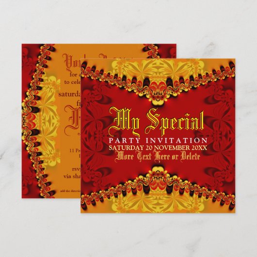 Orient Oerwoud Art Party Invitation Kaart (Voorkant / Achterkant)