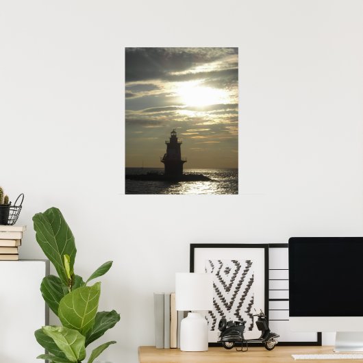 Orient Point Lighthouse Sunset 3 Poster (Thuiskantoor)
