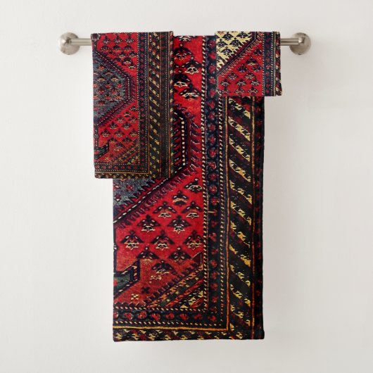 Oriënt-rood-runnerpatroon Bad Handdoek (Insitu)