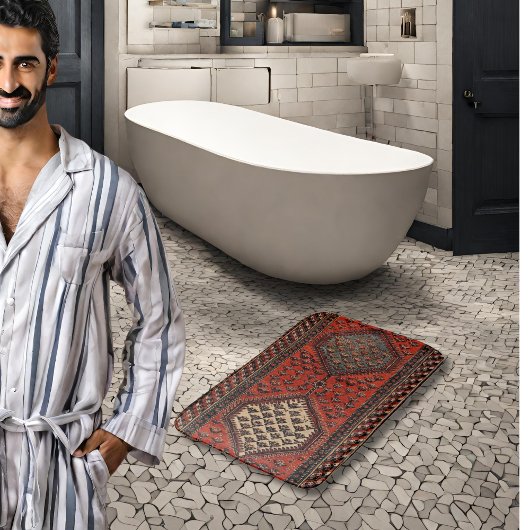 Oriënt-rood-runnerpatroon Badmat