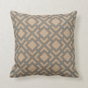Orient Square Pattern Blue Grey and Natural look Kussen