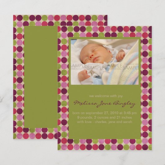 Orient Stippen Green · Aankondiging Baby (Voorkant / Achterkant)