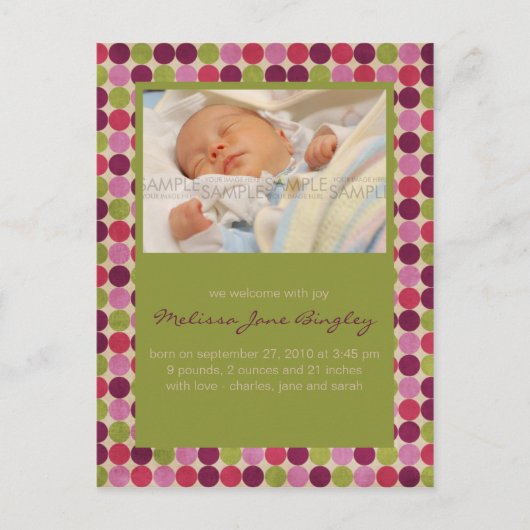 Orient Stippen Green · Aankondiging Baby (Voorkant)