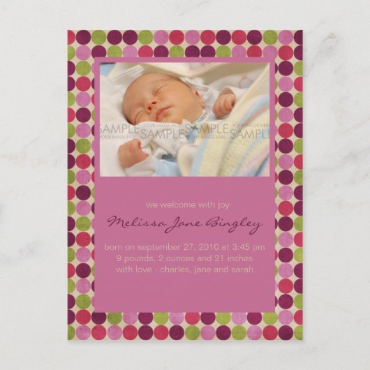 Orient Stippen Pink · Aankondiging Baby (Voorkant)