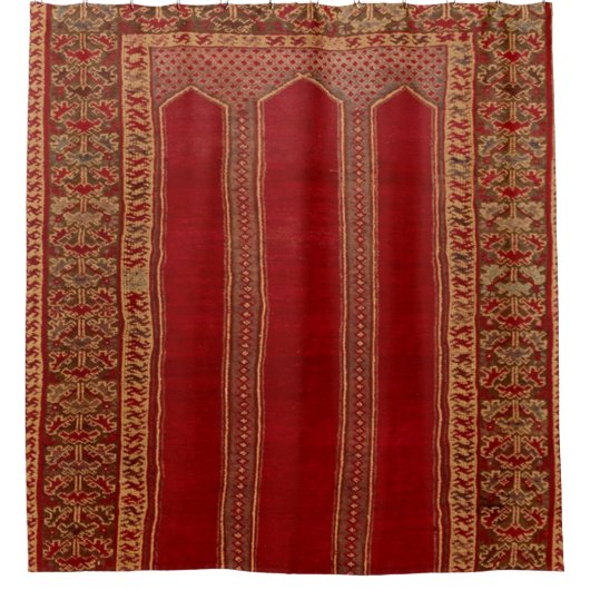 Oriënt Turks Perzisch tapijtrood Douchegordijn (Voorkant)