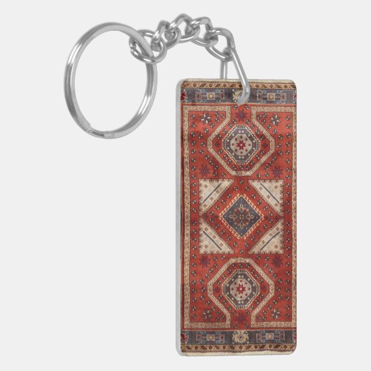 Oriënt Turks Perzisch tapijtrood Sleutelhanger (Voorkant Links)