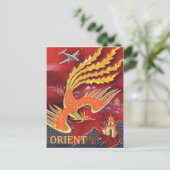 Oriënt, vliegende vogel boven tempel briefkaart (Staand voorkant)