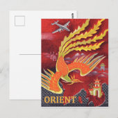 Oriënt, vliegende vogel boven tempel briefkaart (Voorkant / Achterkant)