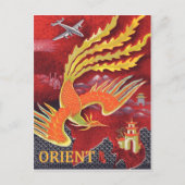 Oriënt, vliegende vogel boven tempel briefkaart (Voorkant)