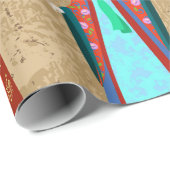 Orientaal meisje in retro costumejapans, chinees,  cadeaupapier (Rol Hoek)