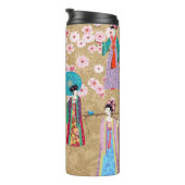 Orientaal meisje in retro costumejapans, chinees, thermosbeker (Geroteerd rechts)