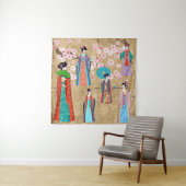 Orientaal meisje in retro costumejapans, chinees, wandkleed (In situ)