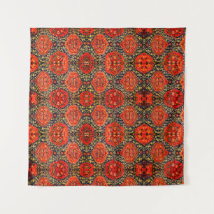 Orientaal tapeontwerp blauw&oranjeTapestry Wandkleed