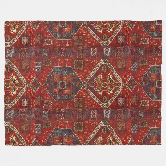 Orientaal tapeontwerp, donkerrood, nr. 5 fleece deken (Voorkant (Horizontaal))