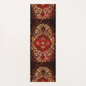 Orientaal tapeontwerp in donkerrode en crèmekleuri yogamat (Achterkant)