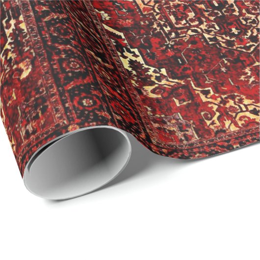 Orientaal tapeontwerp in donkerrood cadeaupapier (Rol Hoek)