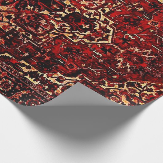 Orientaal tapeontwerp in donkerrood cadeaupapier (Hoek)