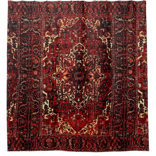 Orientaal tapeontwerp in donkerrood douchegordijn (Voorkant)