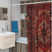 Orientaal tapeontwerp in donkerrood douchegordijn