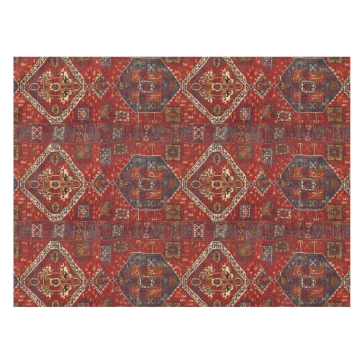 Orientaal tapeontwerp in donkerrood en blauw tafelkleed (Voorkant (Horizontaal))