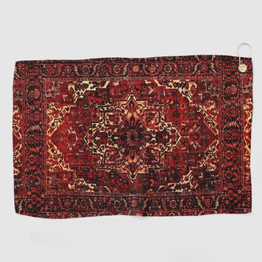 Orientaal tapeontwerp in donkerrood golfhanddoek (Horizontaal)