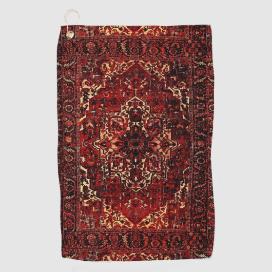 Orientaal tapeontwerp in donkerrood golfhanddoek (Voorkant)