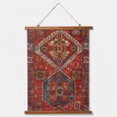 Orientaal tapeontwerp in donkerrood hangend wandkleed (Voorkant)