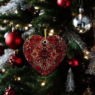 Orientaal tapeontwerp in donkerrood keramisch ornament