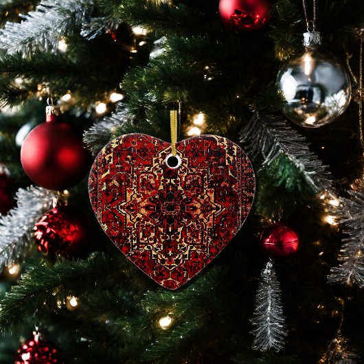 Orientaal tapeontwerp in donkerrood keramisch ornament