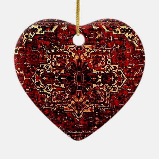 Orientaal tapeontwerp in donkerrood keramisch ornament (Achterkant)