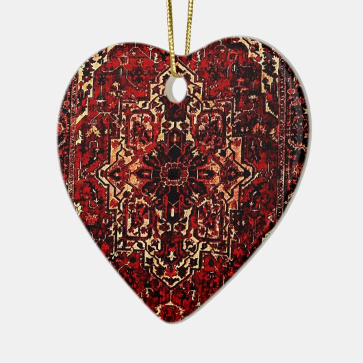 Orientaal tapeontwerp in donkerrood keramisch ornament (Links)