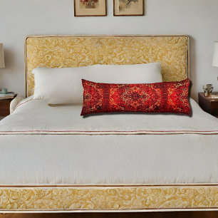 Orientaal tapeontwerp in donkerrood lichaamskussen