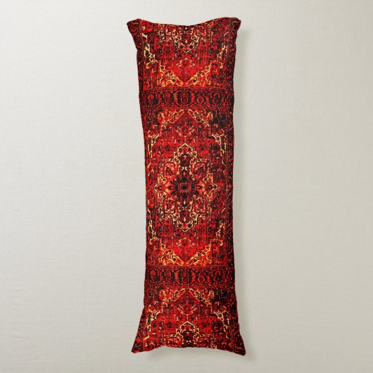 Orientaal tapeontwerp in donkerrood lichaamskussen (Voorkant Verticaal)