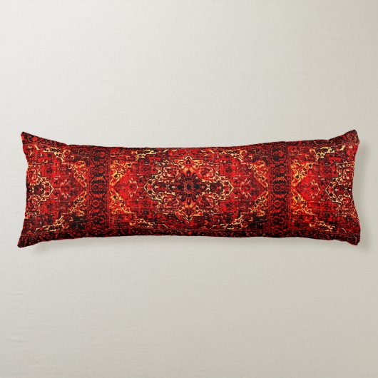 Orientaal tapeontwerp in donkerrood lichaamskussen (Voorkant)