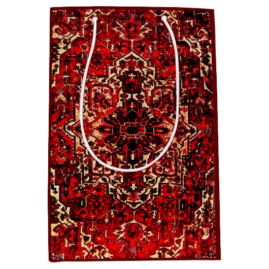 Orientaal tapeontwerp in donkerrood medium cadeauzakje (Voorkant)