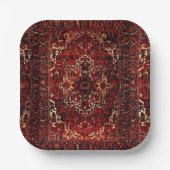 Orientaal tapeontwerp in donkerrood papieren bordje (Voorkant)